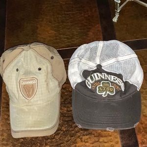 Two Guinness Ball Caps Distressed Style Adjustable